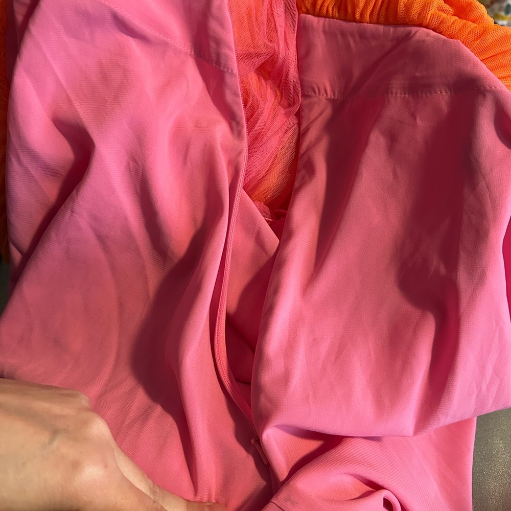 AMUR Pink and Orange Pleated Dress - Picture 10 of 16